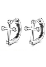 nice little cz huggie cross earrings for babies
